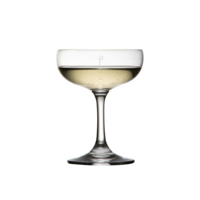 Saucer Coupe Champagne Cocktail Crystal Glass, Pour Lines - Set of 6