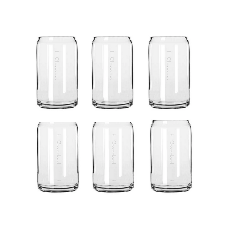 Beer Soda Can Style Cocktail Crystal Glass With Pour Lines Set of 6