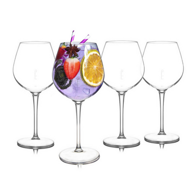 Shatterproof Goblet Glass With Pour Lines - Set of 4