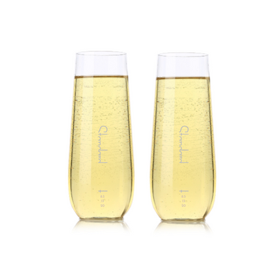 Shatterproof Fancy Flute Glass With Pour Lines - Duo-Pack