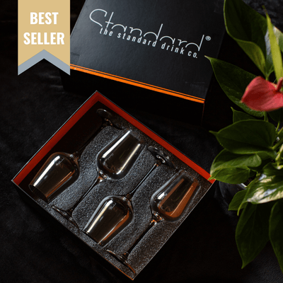 The Standard Drink Company Wine Glass Premium Gift Set Universal Crystal Wine Glass With Pour Lines - Gift Set of 4