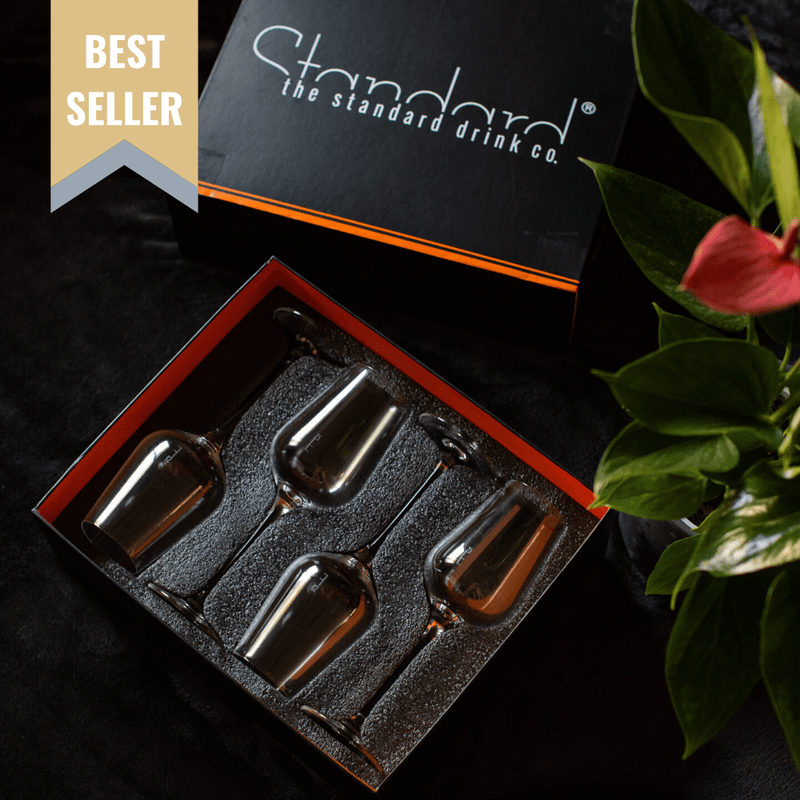 The Standard Drink Company Wine Glass Premium Gift Set Universal Crystal Wine Glass With Pour Lines - Gift Set of 4