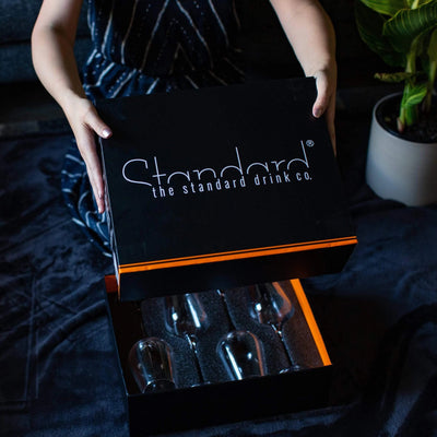 The Standard Drink Company Wine Glass Premium Gift Set Universal Crystal Wine Glass With Pour Lines - Gift Set of 4